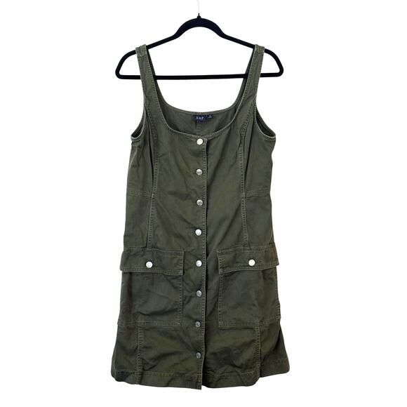 GAP 100% Cotton Denim Button Down Short Dress w/ Pockets Summer Green - Medium - Picture 1 of 4